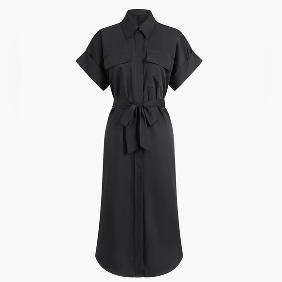 Commense Polo Pockets Tied Midi Dress Sz S Small - Picture 4 of 12